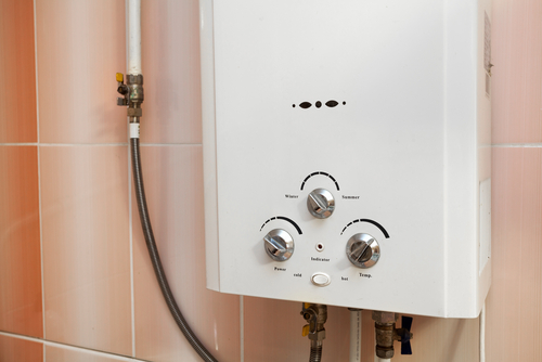 Close-up image of a tankless water heater.